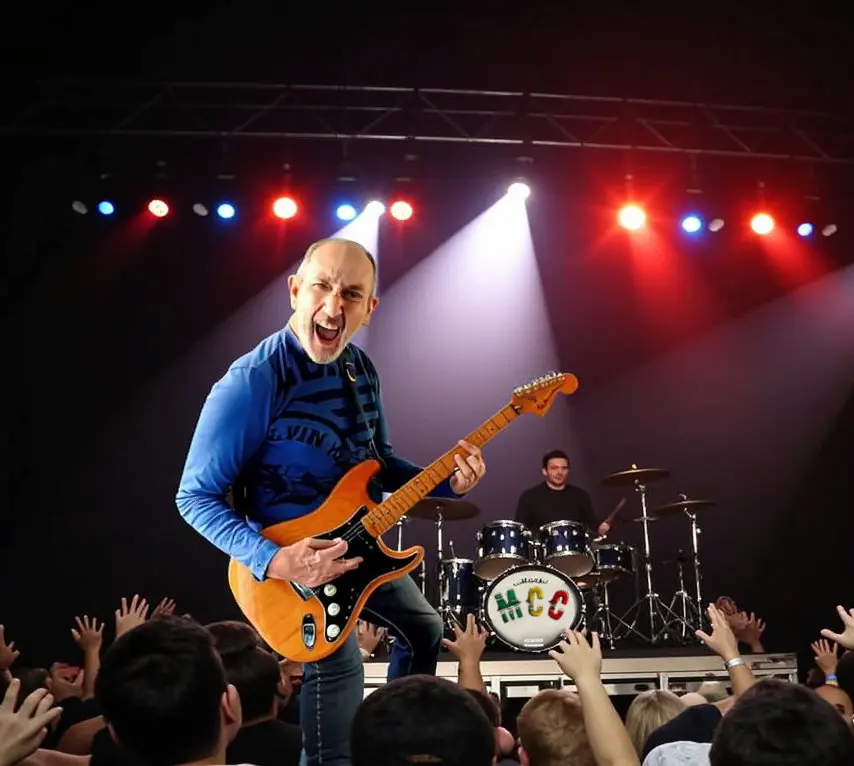 Steve (Zodiac) Baillie playing reggae guitar for MCC