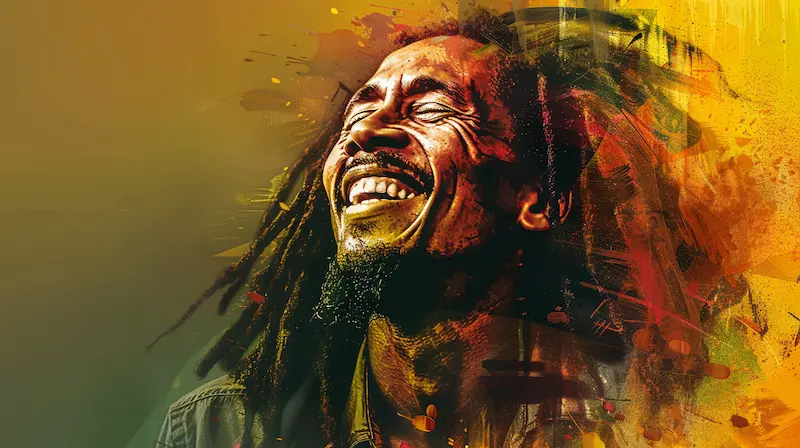 Bob Marley's face in reggae colors