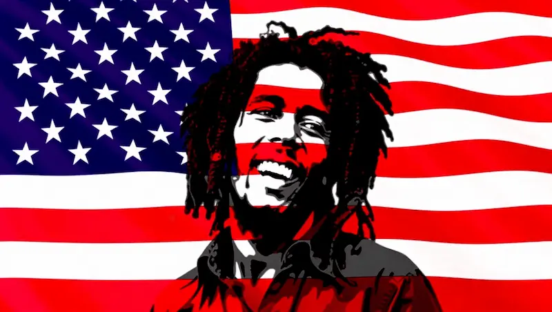 Evolution of reggae Bob Marley stars & stripes
