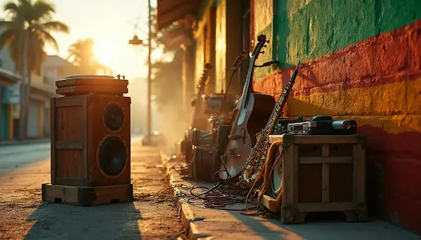 Reggae music instruments on Jamaican Street