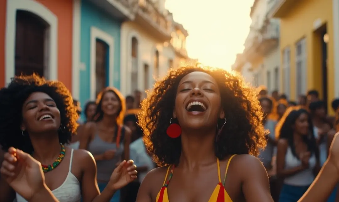 Jamaican woman dancing to reggae music in Kingston