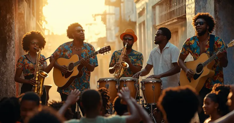 Jamaican Street band playing reggae