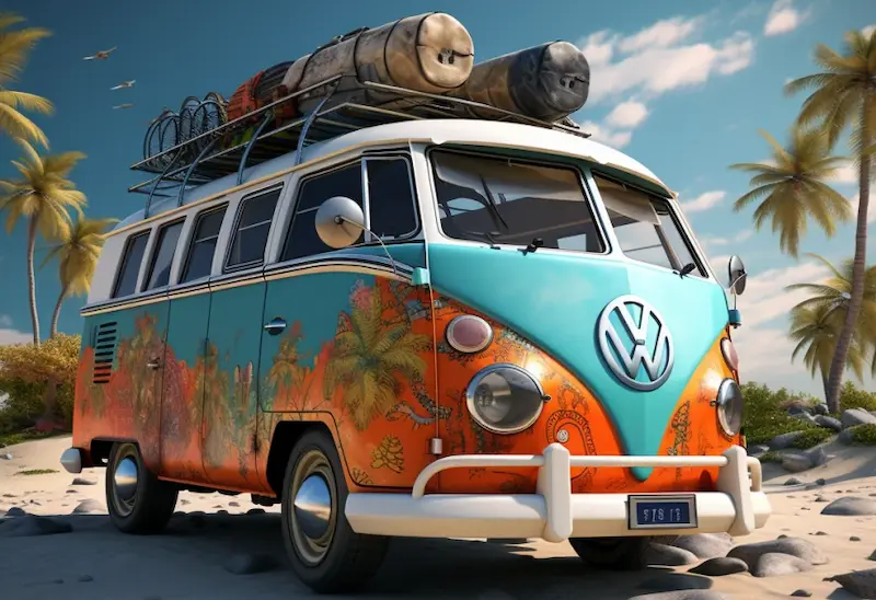 Reggae Culture VW campervan on the beach