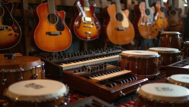 Reggae Instruments in a music store
