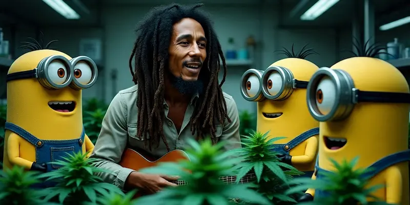 Group of Jamaican Minions laughing and chatting animatedly, showing the expressive nature of speaking Jamaican Patois.