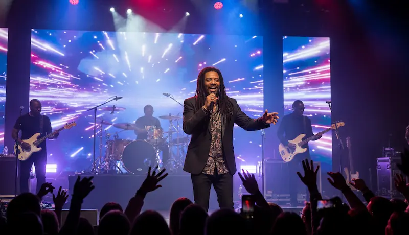 Maxi Priest on stage — English reggae artist with international acclaim.